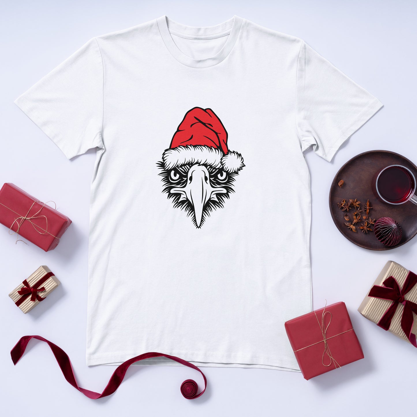 Creative eagle dressed as Santa for festive celebrations