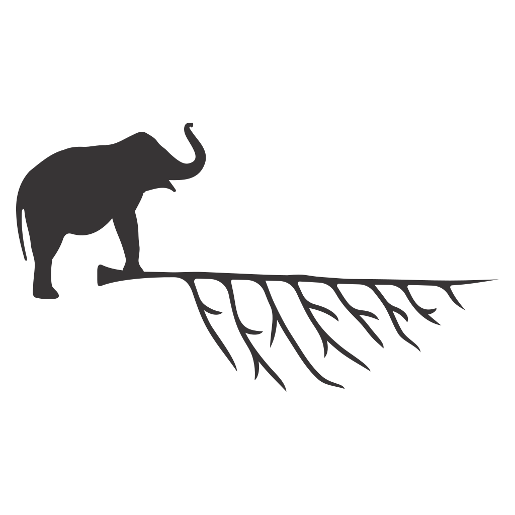 Elephant silhouette on a branch for cutting machines