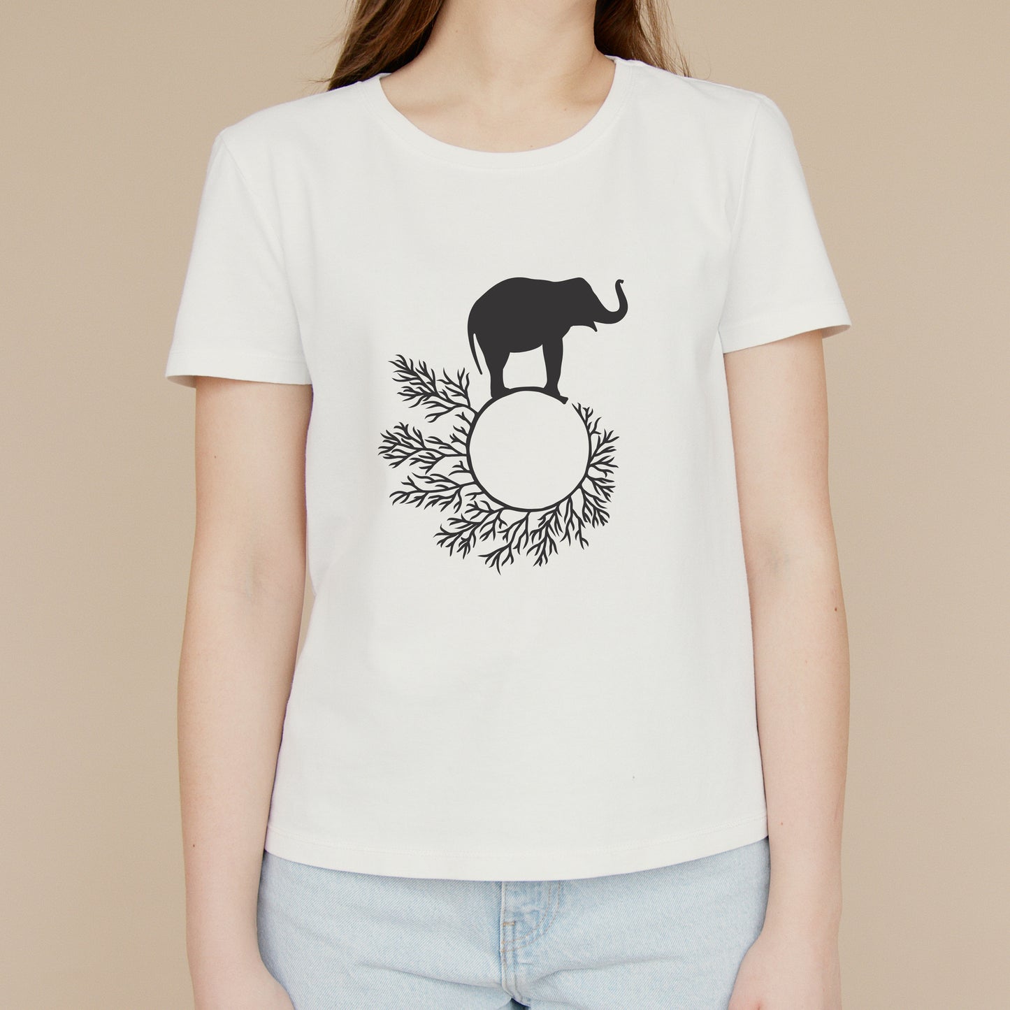 Creative elephant silhouette on a stylized branch design