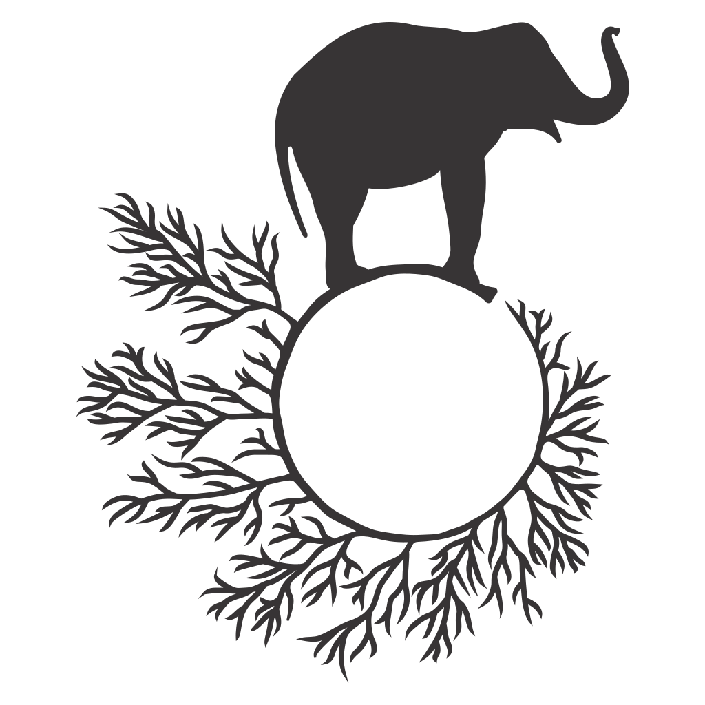 Creative elephant silhouette on a stylized branch design