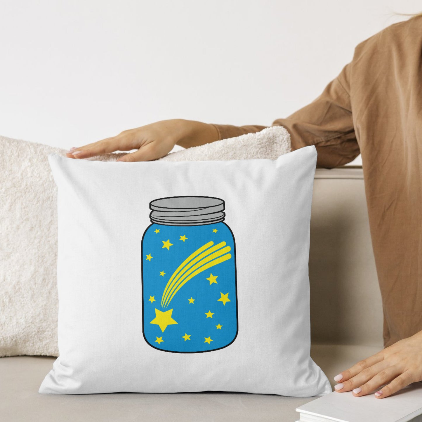 Shooting star captured in a magical jar for creativity