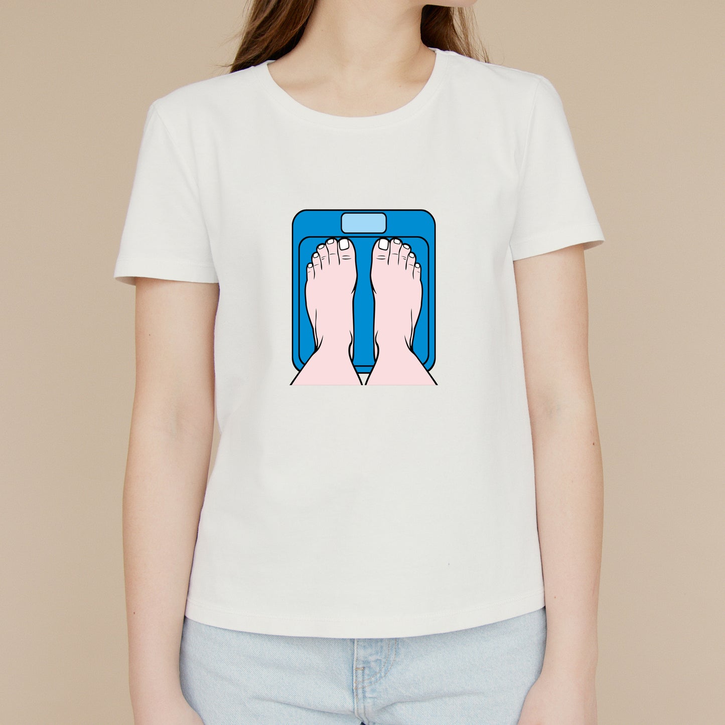 Vector design of feet standing on a bathroom scale for crafts