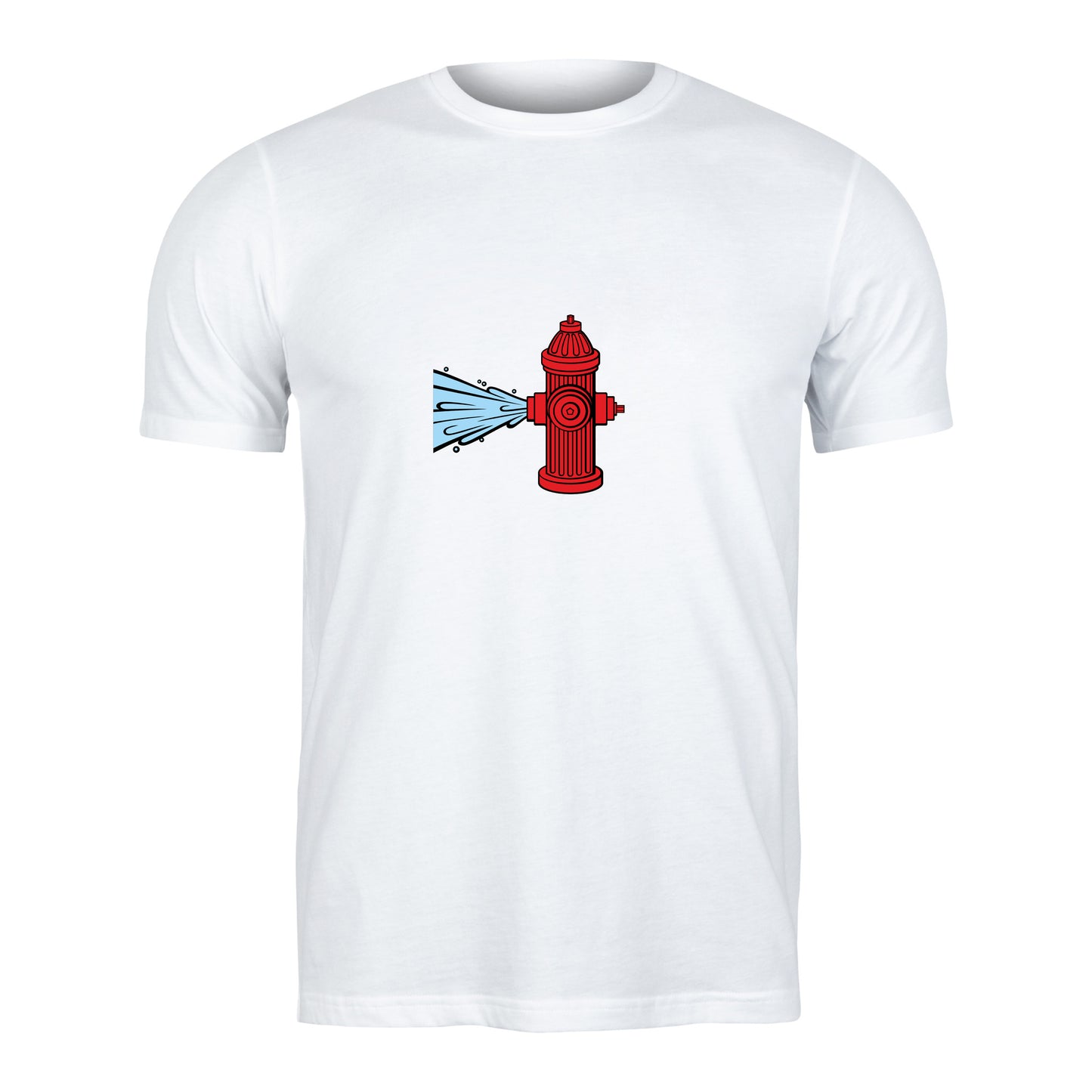 Bright red fire hydrant with water gushing in clear design