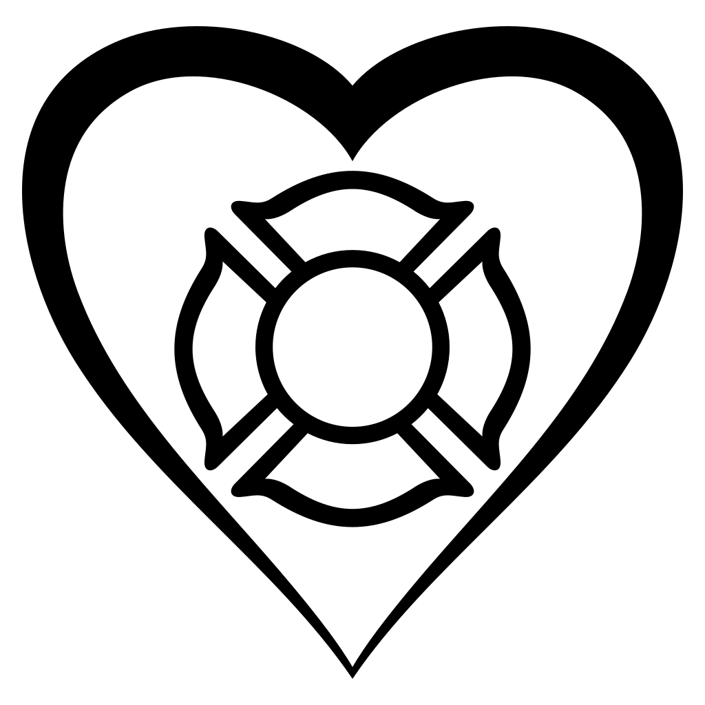 Firefighters heart vector design for cutting machine projects