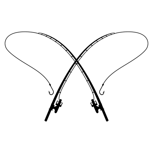 Crossed fishing rods design for creative cutting projects