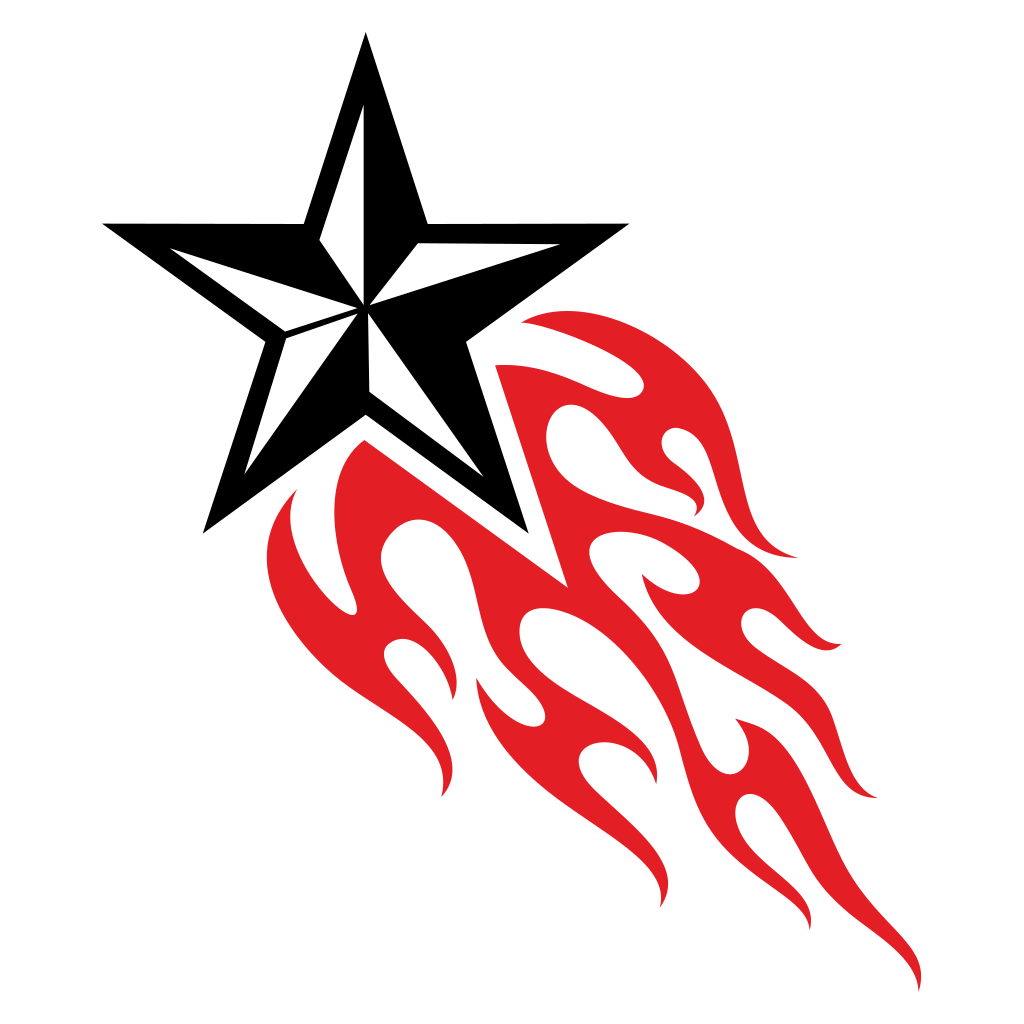 Bold star design with flame accents for crafting projects