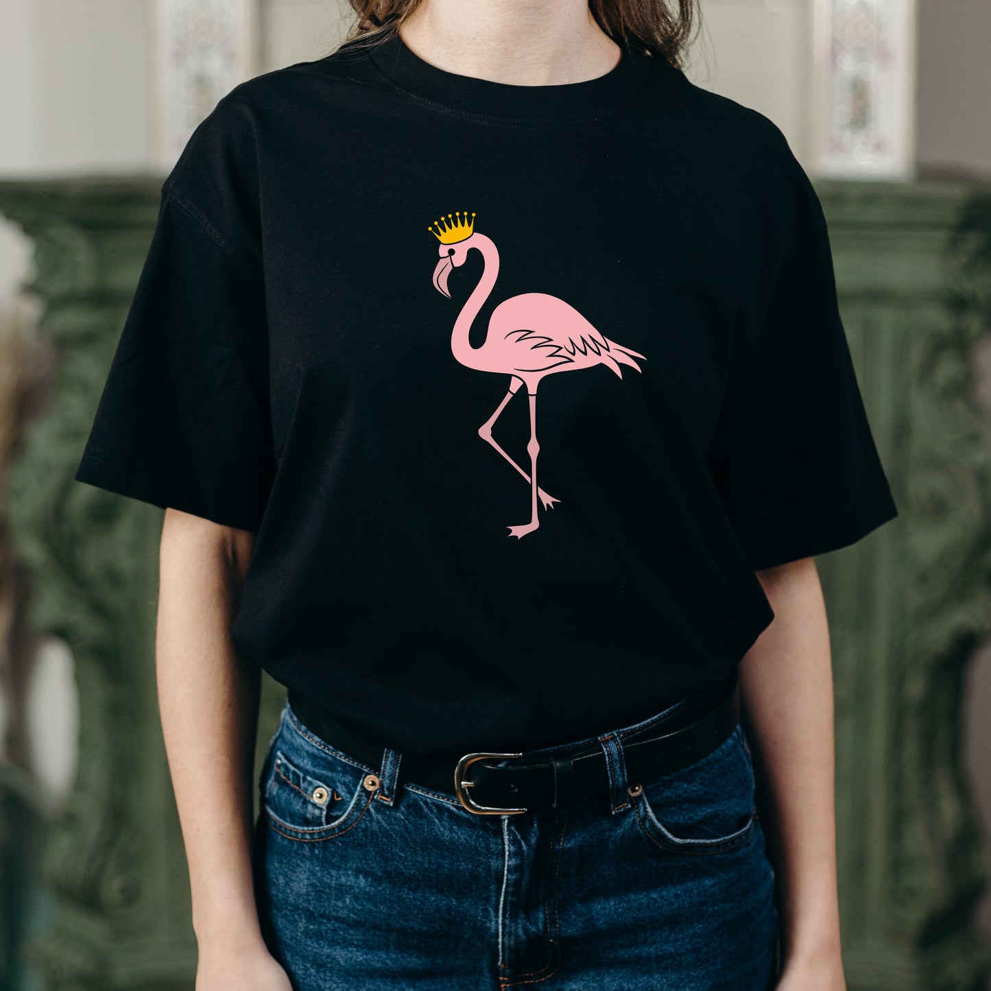 Flamingo wearing a crown perfect for crafting projects