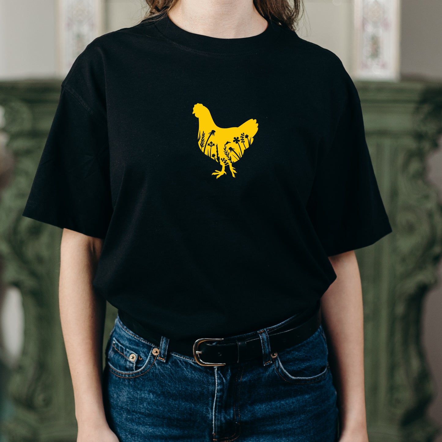 Floral chicken silhouette for creative cutting projects