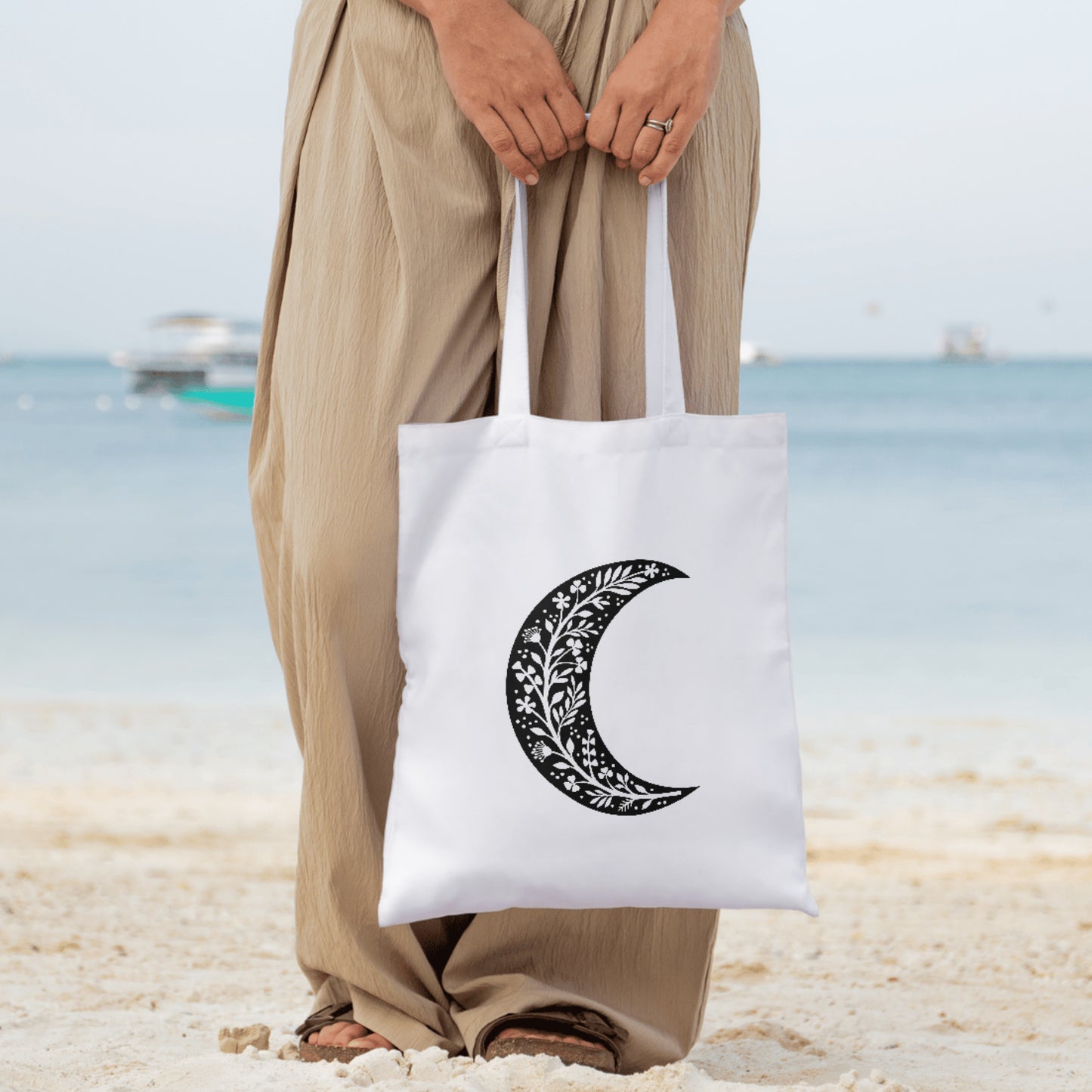 Floral crescent moon design for creative crafting projects