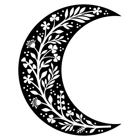 Floral crescent moon design for creative crafting projects