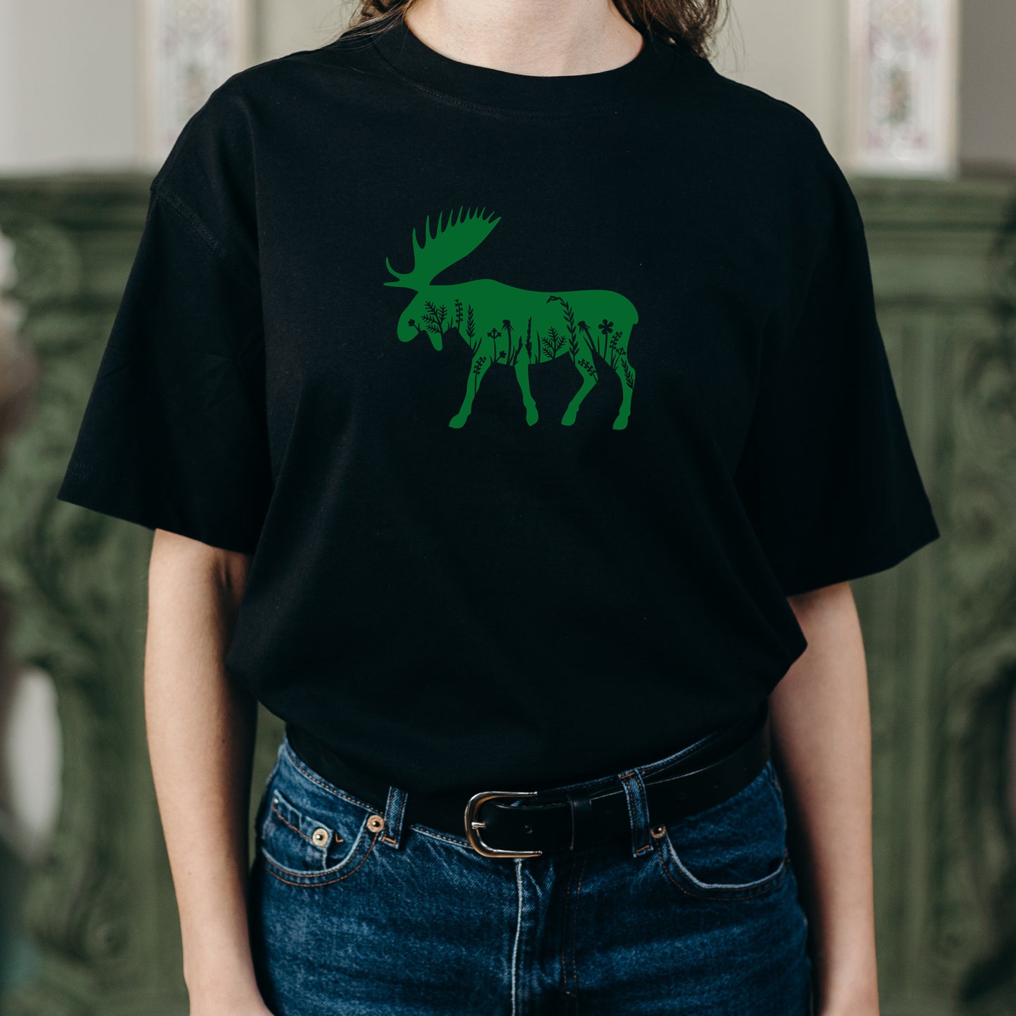 Floral moose silhouette design for creative projects