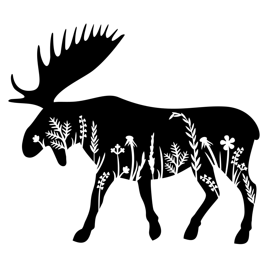 Floral moose silhouette design for creative projects