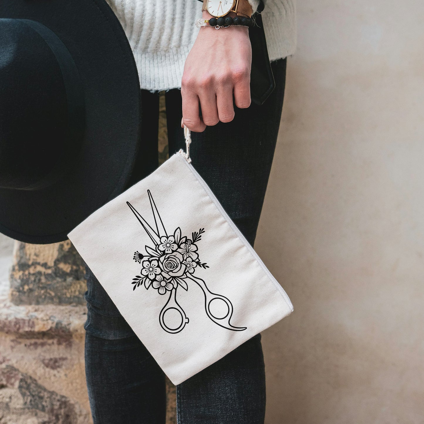 Floral scissors design with intricate flower details