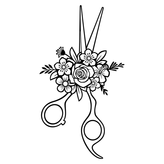 Floral scissors design with intricate flower details