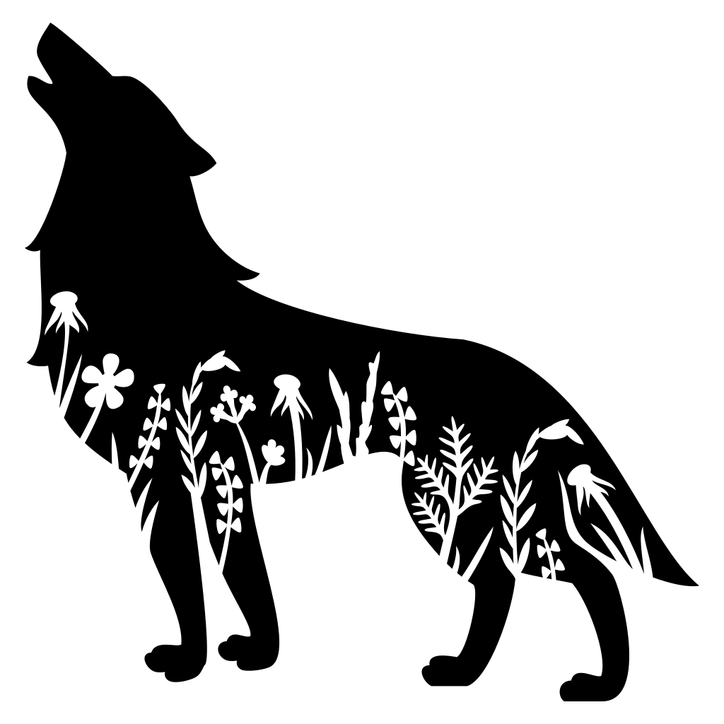 Floral wolf design for cutting machine projects
