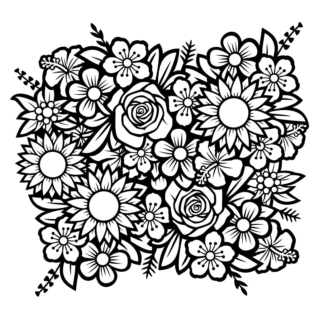 Elegant black and white floral designs for cutting use