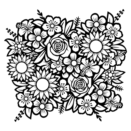 Elegant black and white floral designs for cutting use