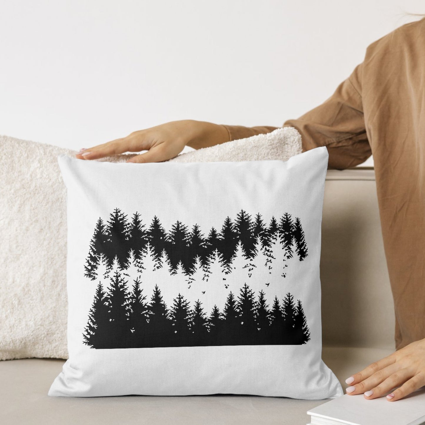 Stylized black forest silhouette design for creative projects