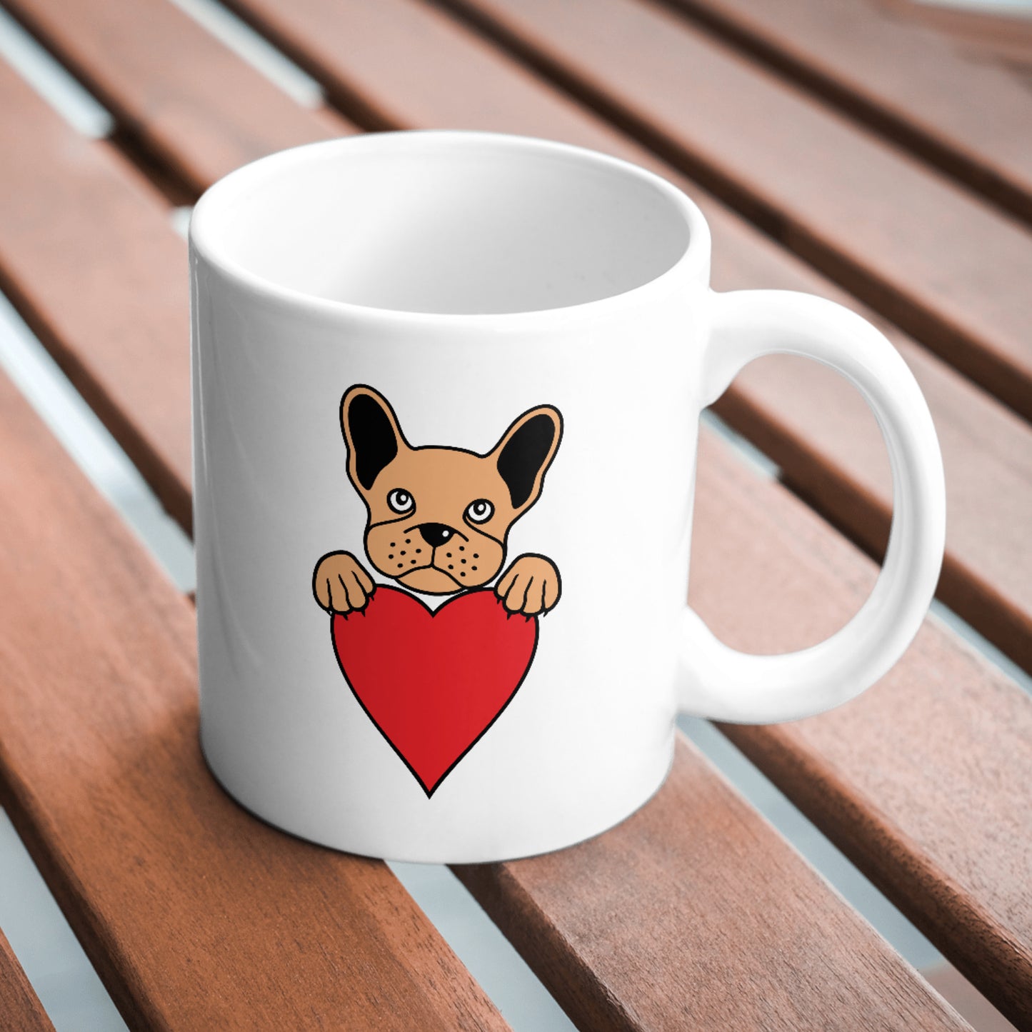 Cute French bulldog holding a heart for cutting machines