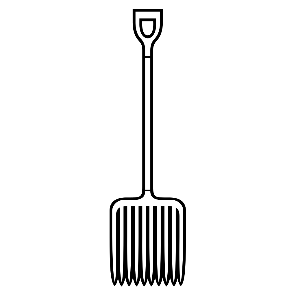 Elegant black and white gardening fork vector design for cutting