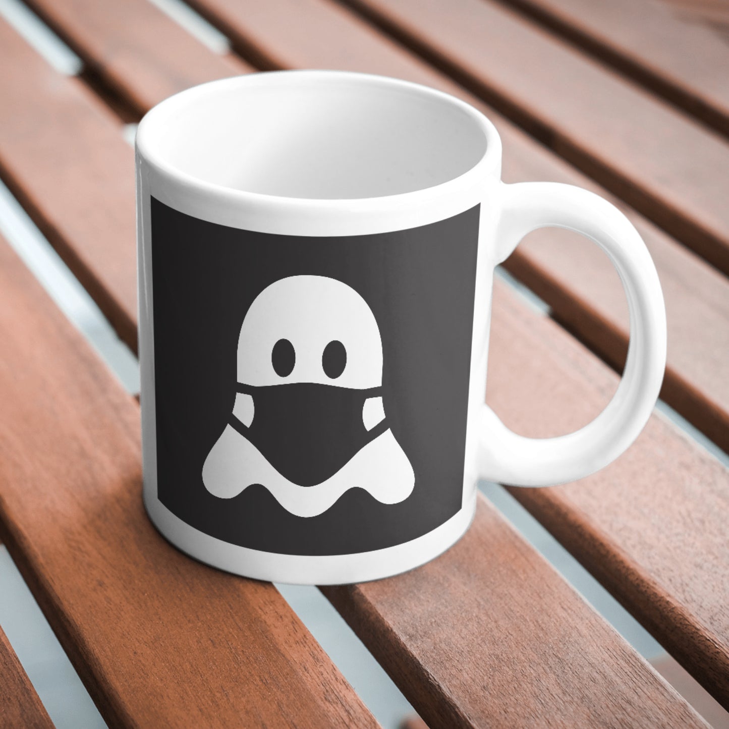 Playful ghost wearing a mask for creative crafting fun