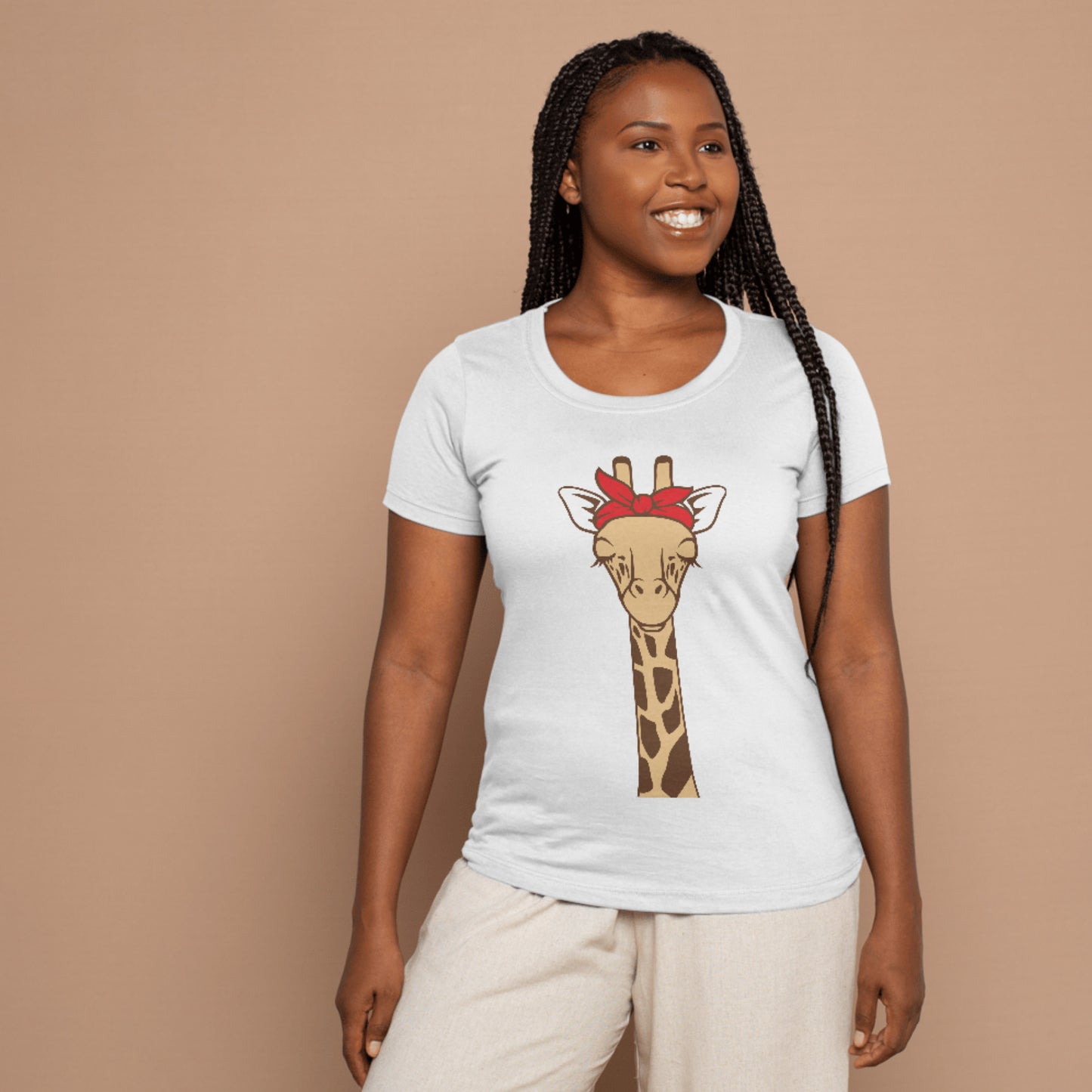 Stylish giraffe wearing a bandana perfect for crafting projects