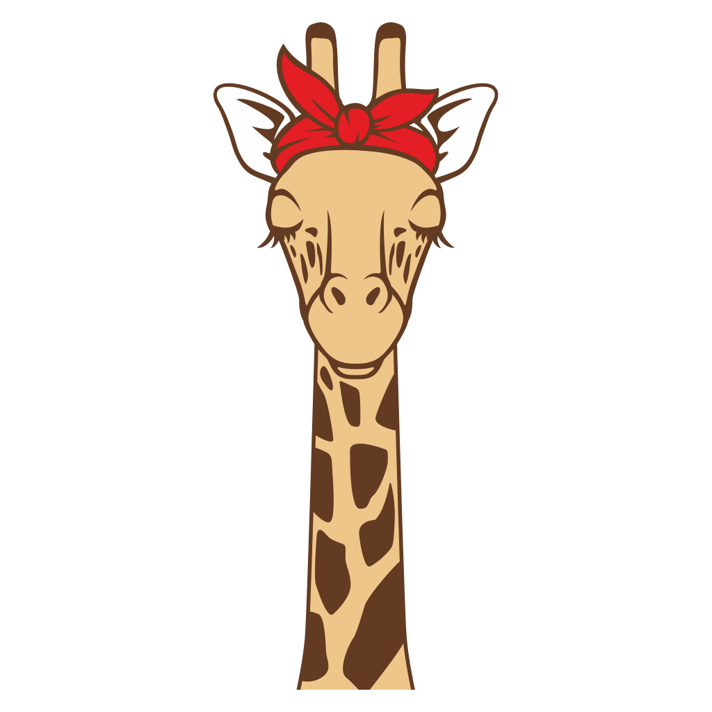 Stylish giraffe wearing a bandana perfect for crafting projects