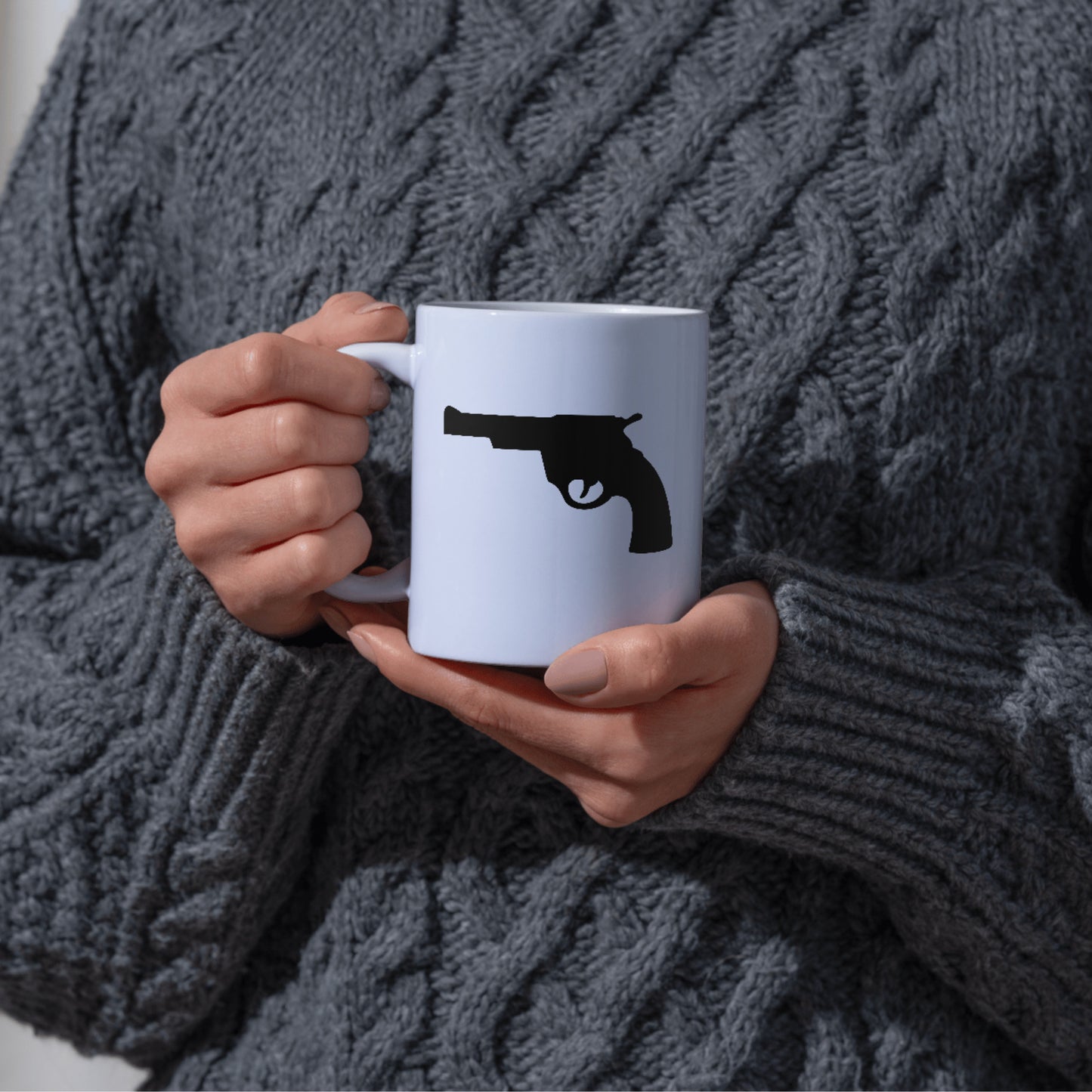 Stylized black silhouette of a vintage revolver for crafting