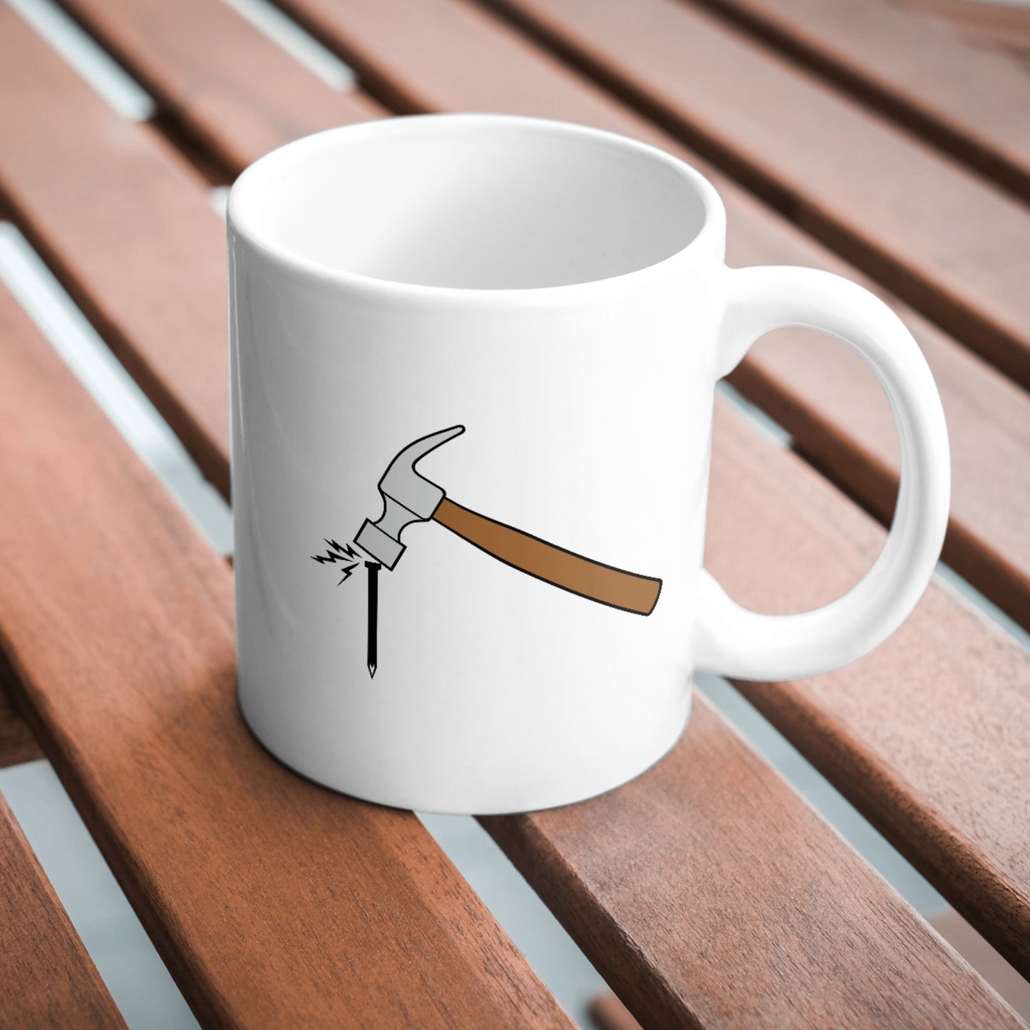 Vector art of a hammer striking a nail for cutting machines