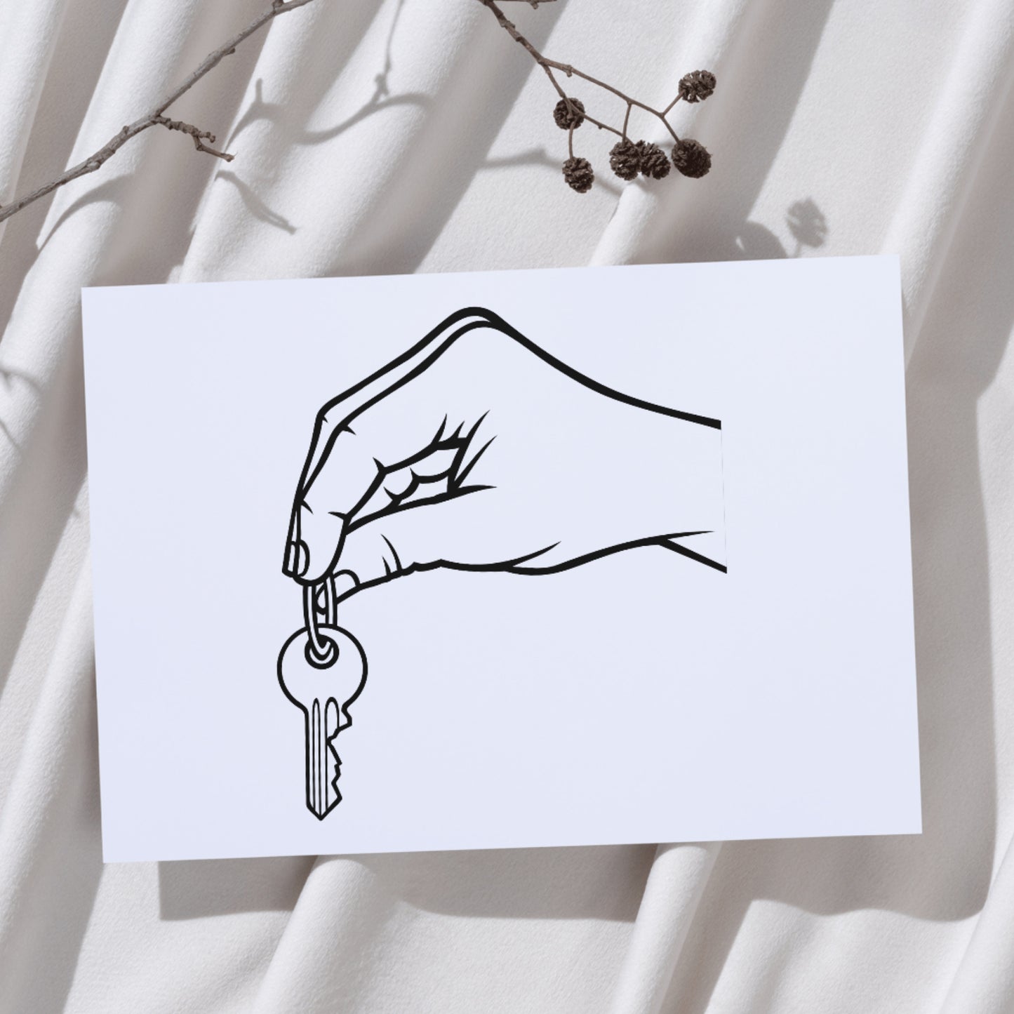 Hand holding a key vector design for creative projects