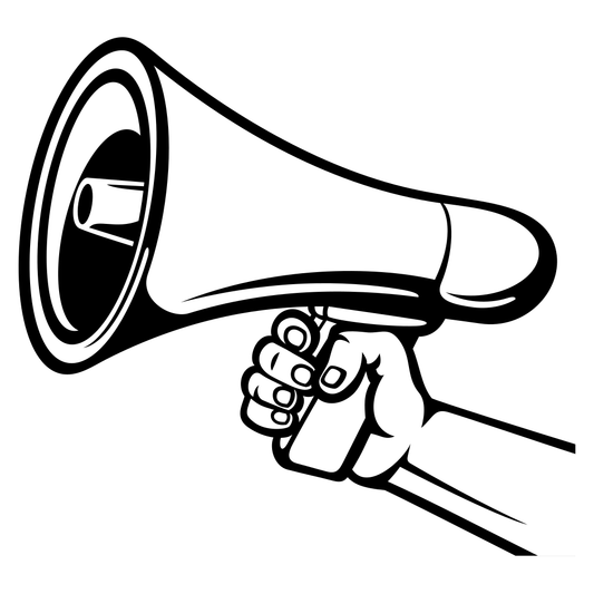 Creative hand holding megaphone for unique designs