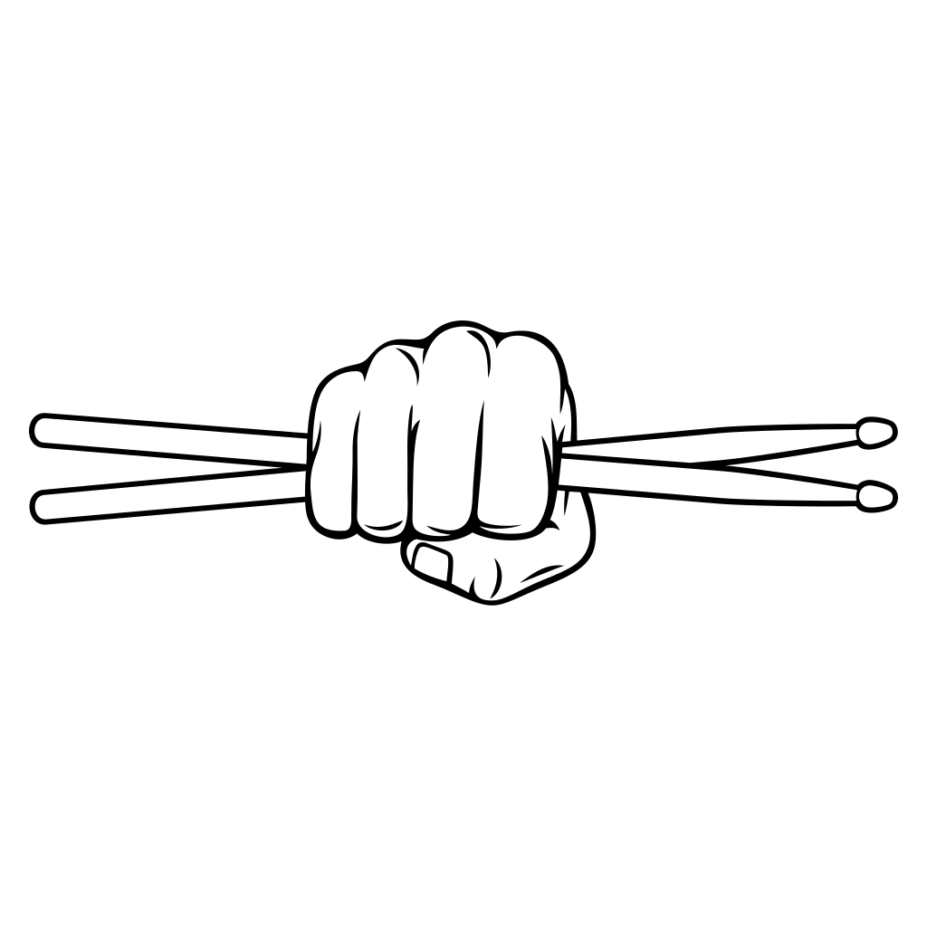 Creative hand gripping drumsticks for dynamic music expression