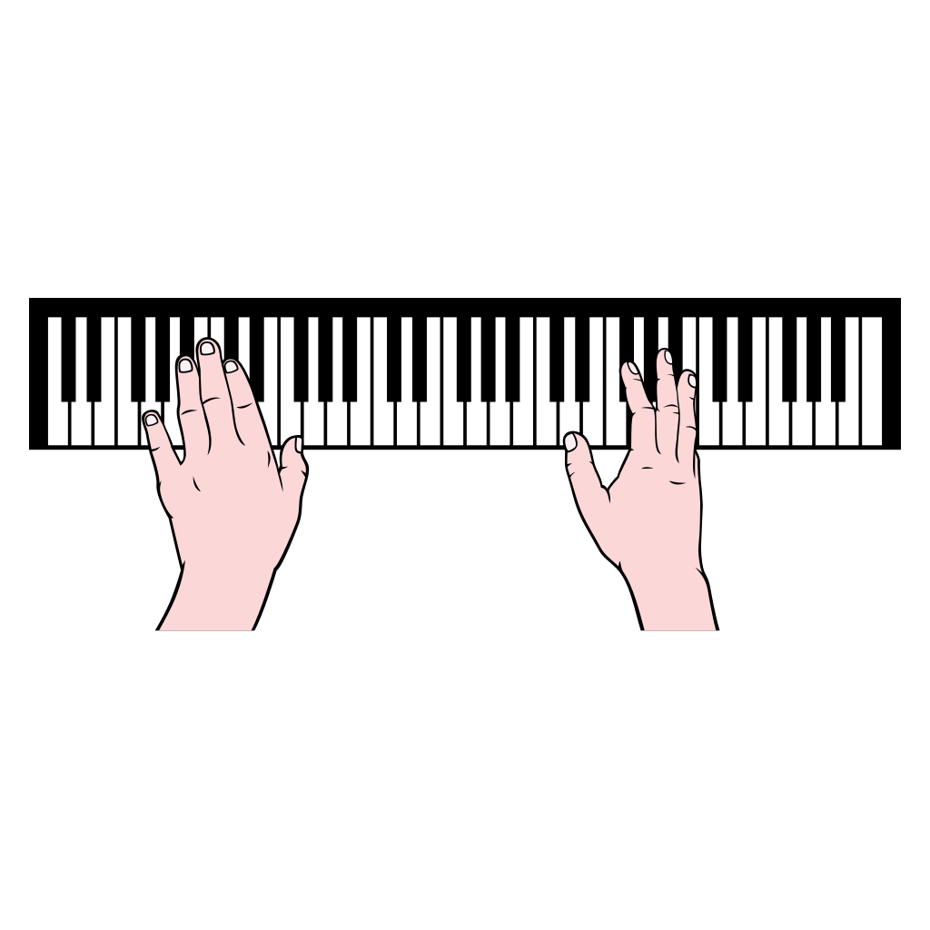 Creative hands crafting melodies on a piano keyboard