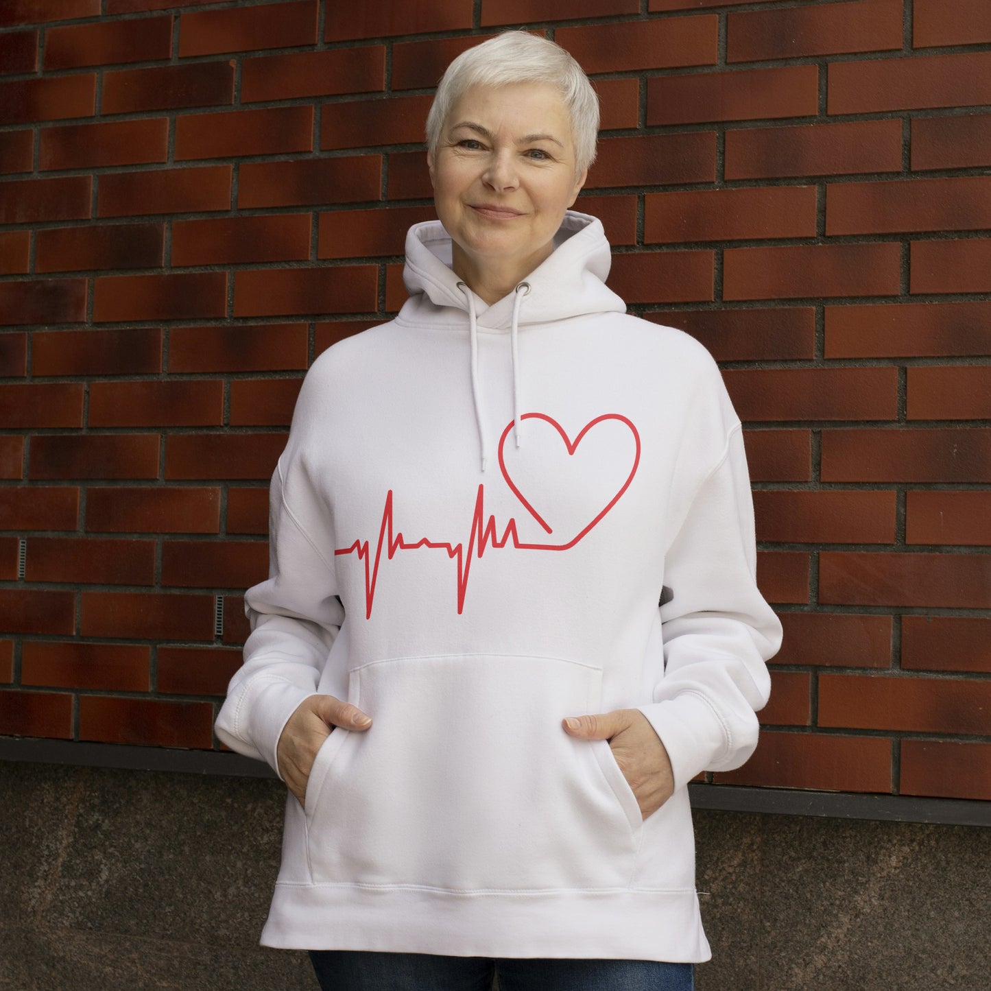 Heartbeat pattern intertwined with a heart design for crafting