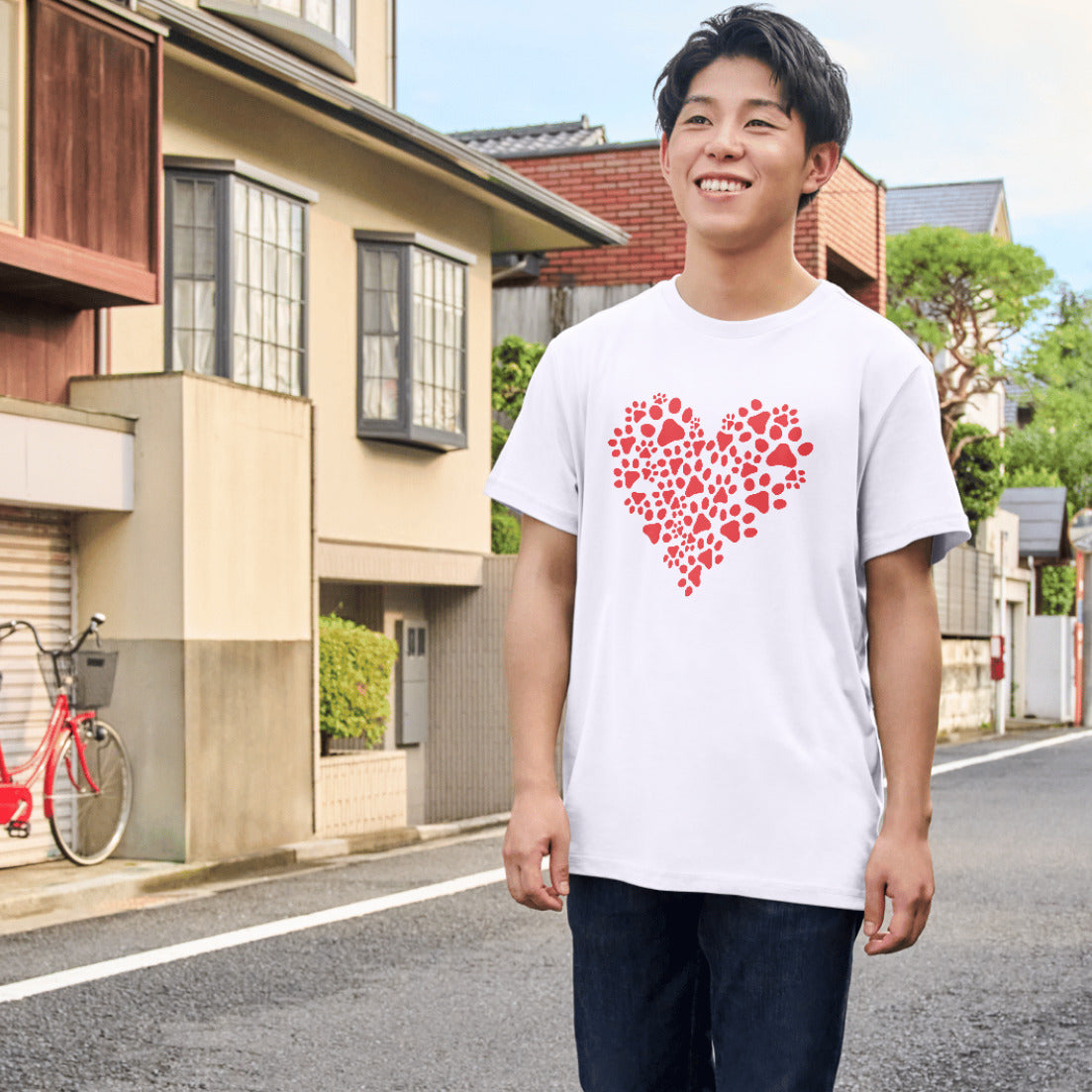 Heart-shaped design featuring dog paw prints for crafting
