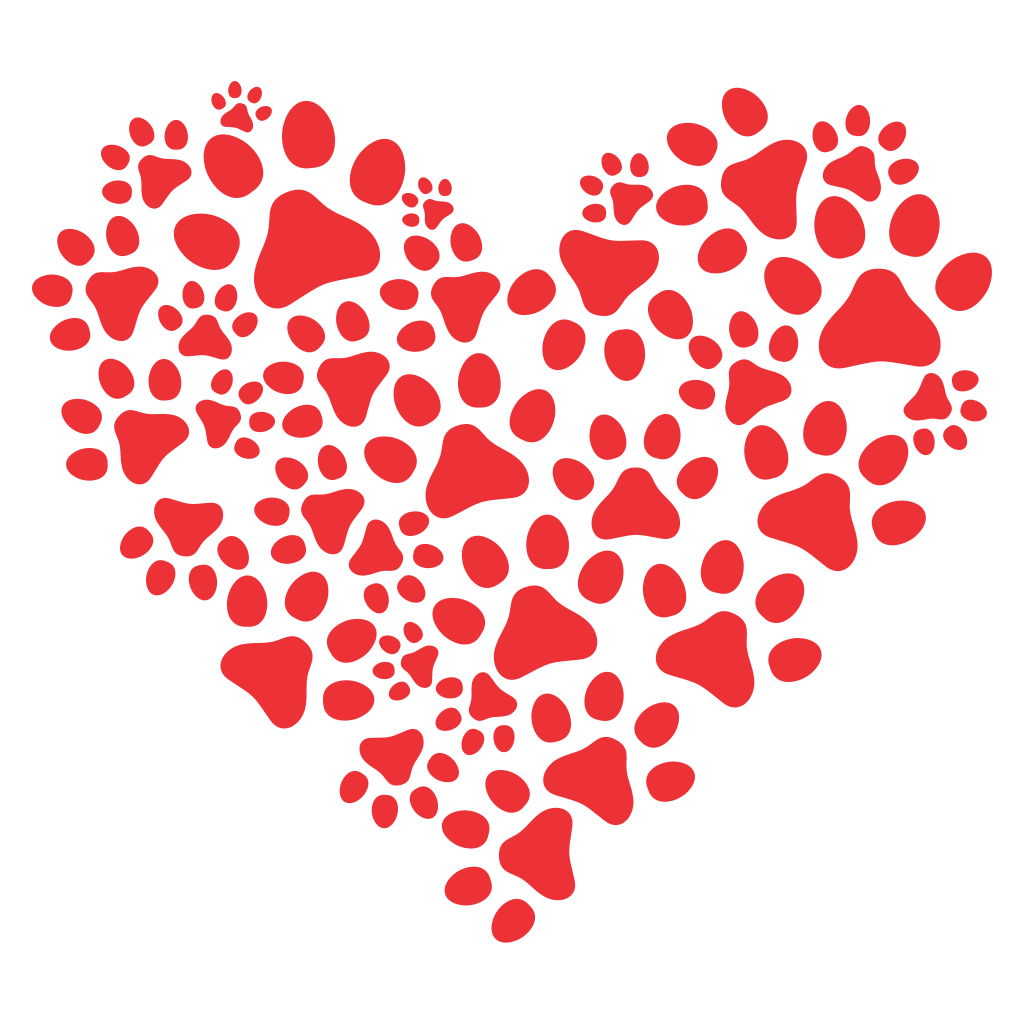 Heart-shaped design featuring dog paw prints for crafting