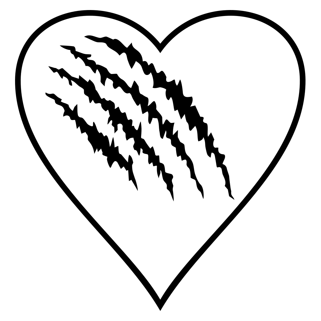 Heart scar design with black claw marks for cutting machines