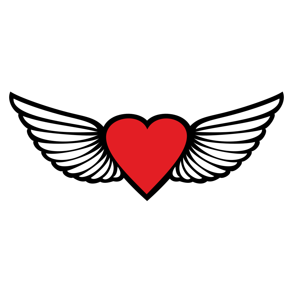 Heart with wings design for creative cutting projects