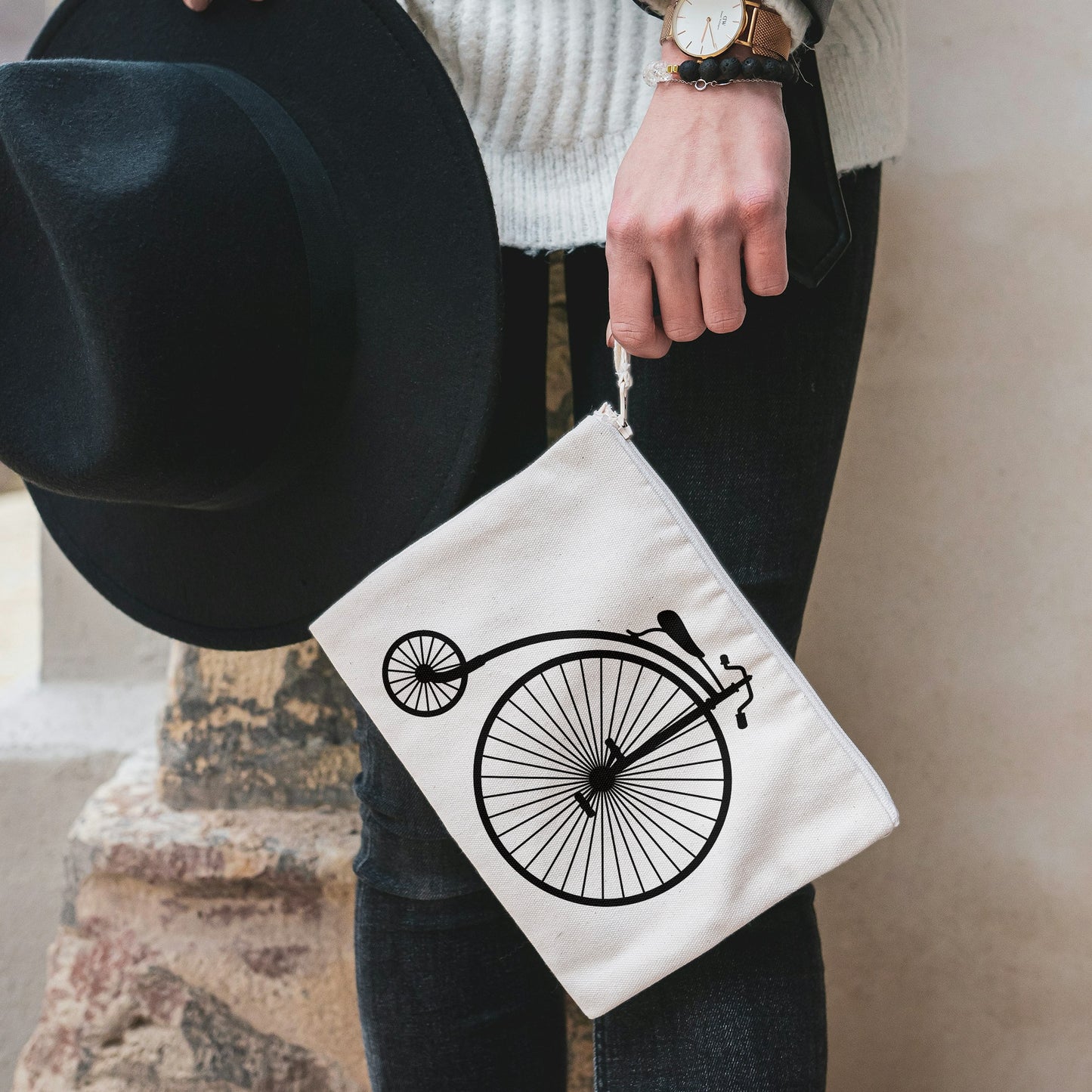 Elegant vintage high wheel bicycle design for cutting machines