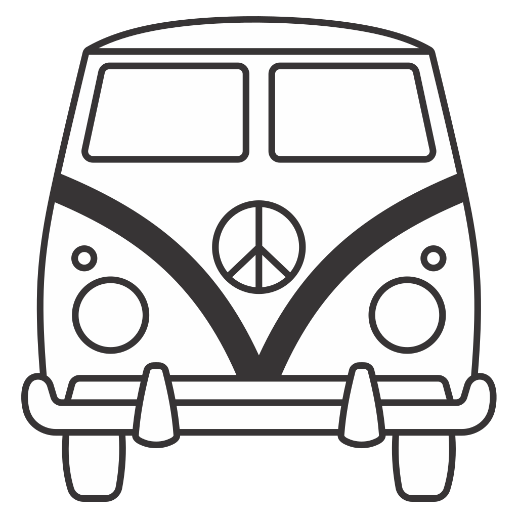 Creative hippy van front outline for custom projects