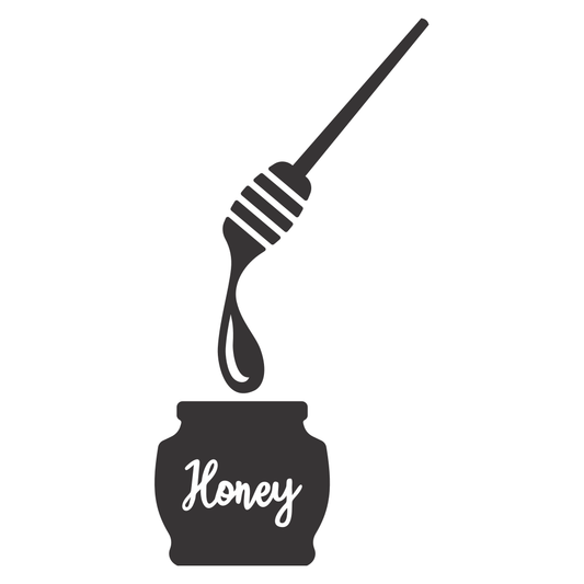 Honey dripping from a dipper into a jar for creative projects