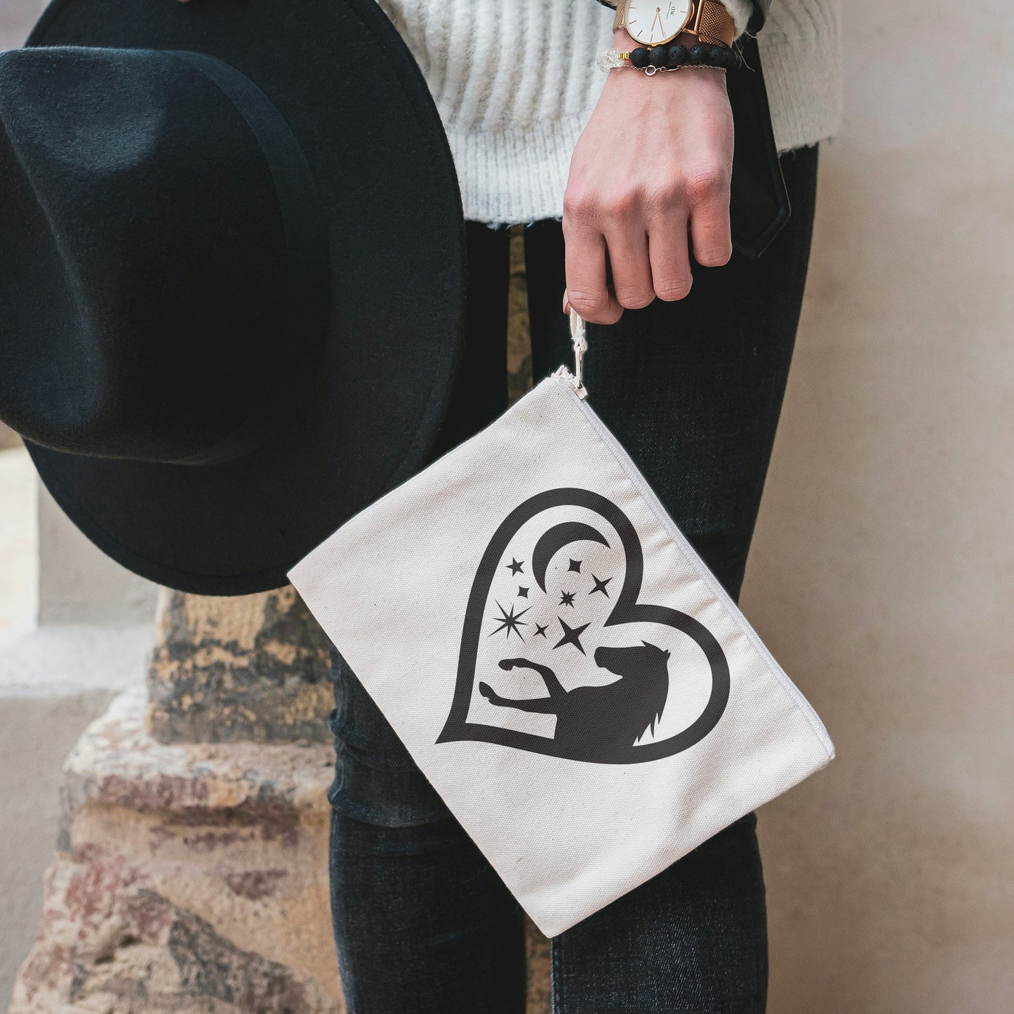 Heart design featuring a horse with celestial elements