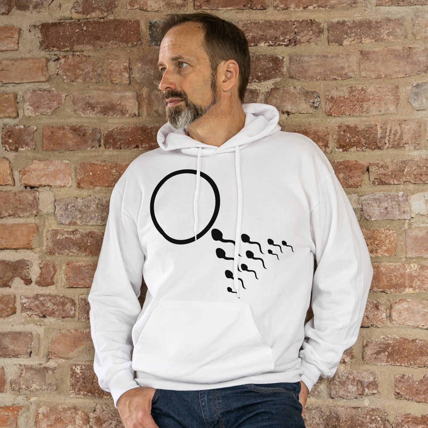 Human sperm meets egg cell in creative vector art design