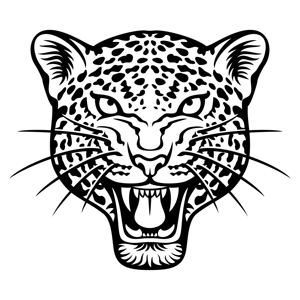 Stunning black and white jaguar face design for cutting