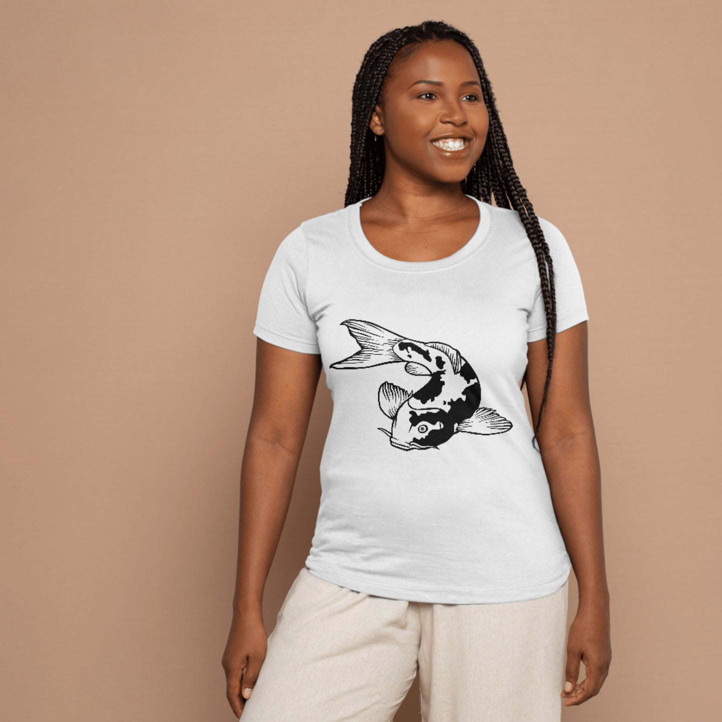 Elegant koi fish design for cutting machines in black and white