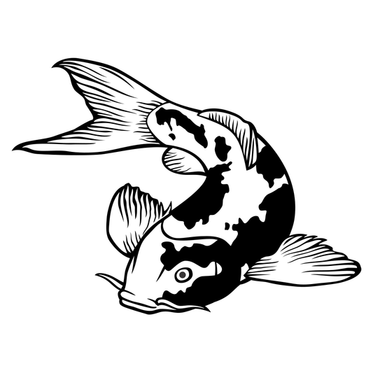 Elegant koi fish design for cutting machines in black and white