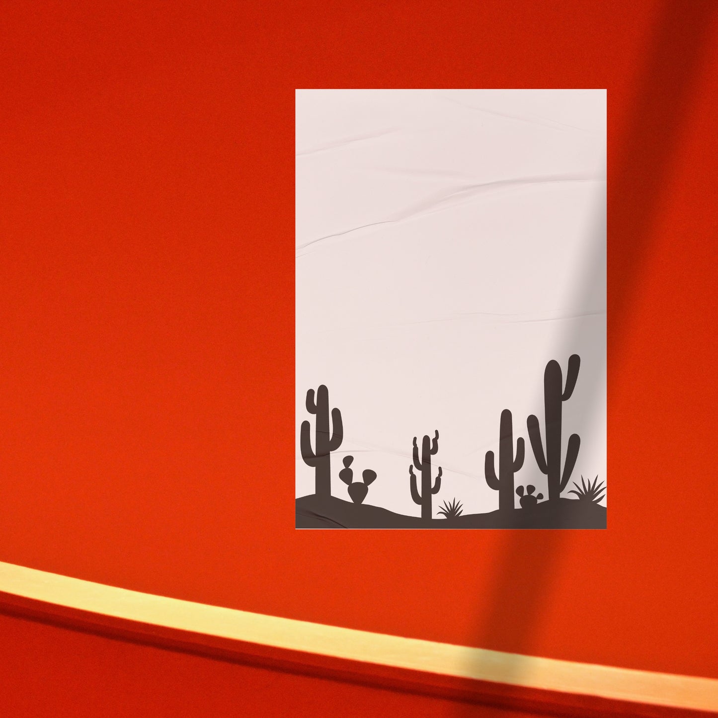 Cacti thrive in a serene desert landscape under a vast sky