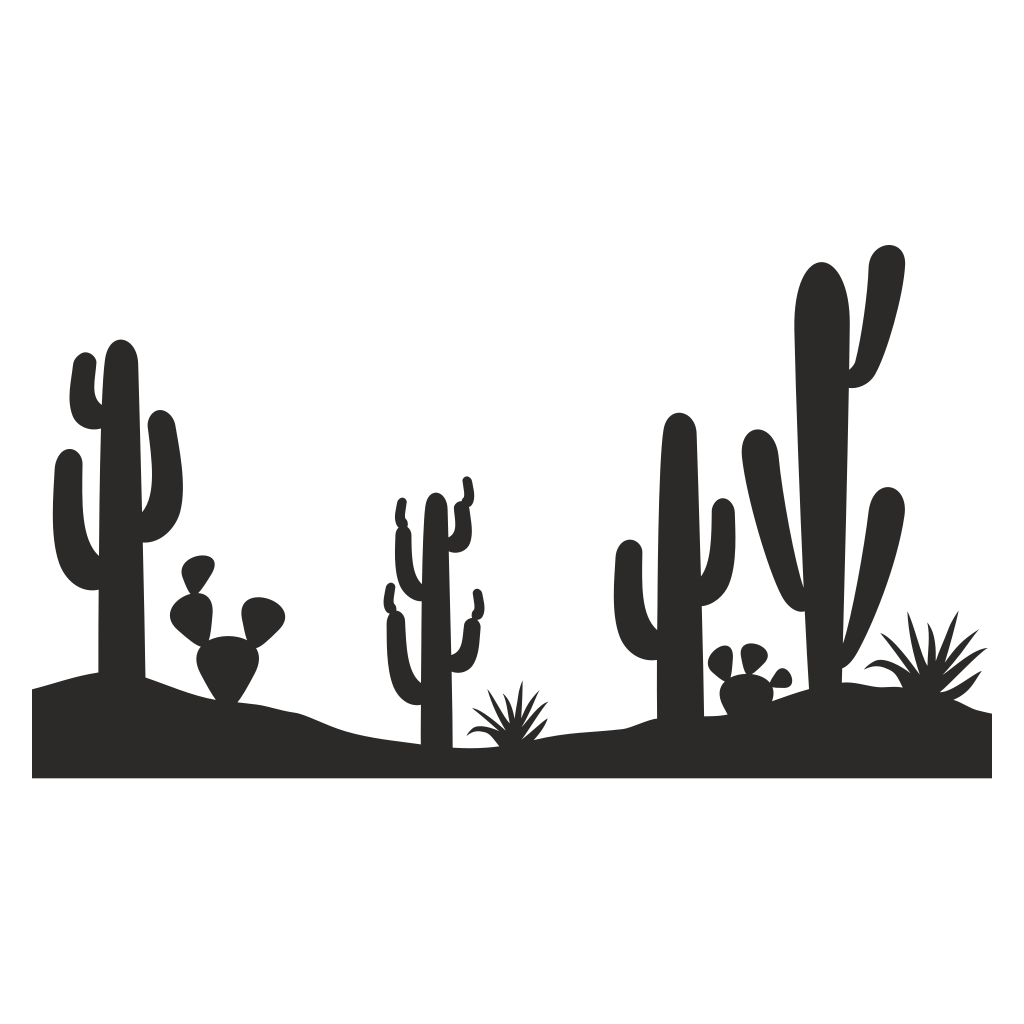 Cacti thrive in a serene desert landscape under a vast sky