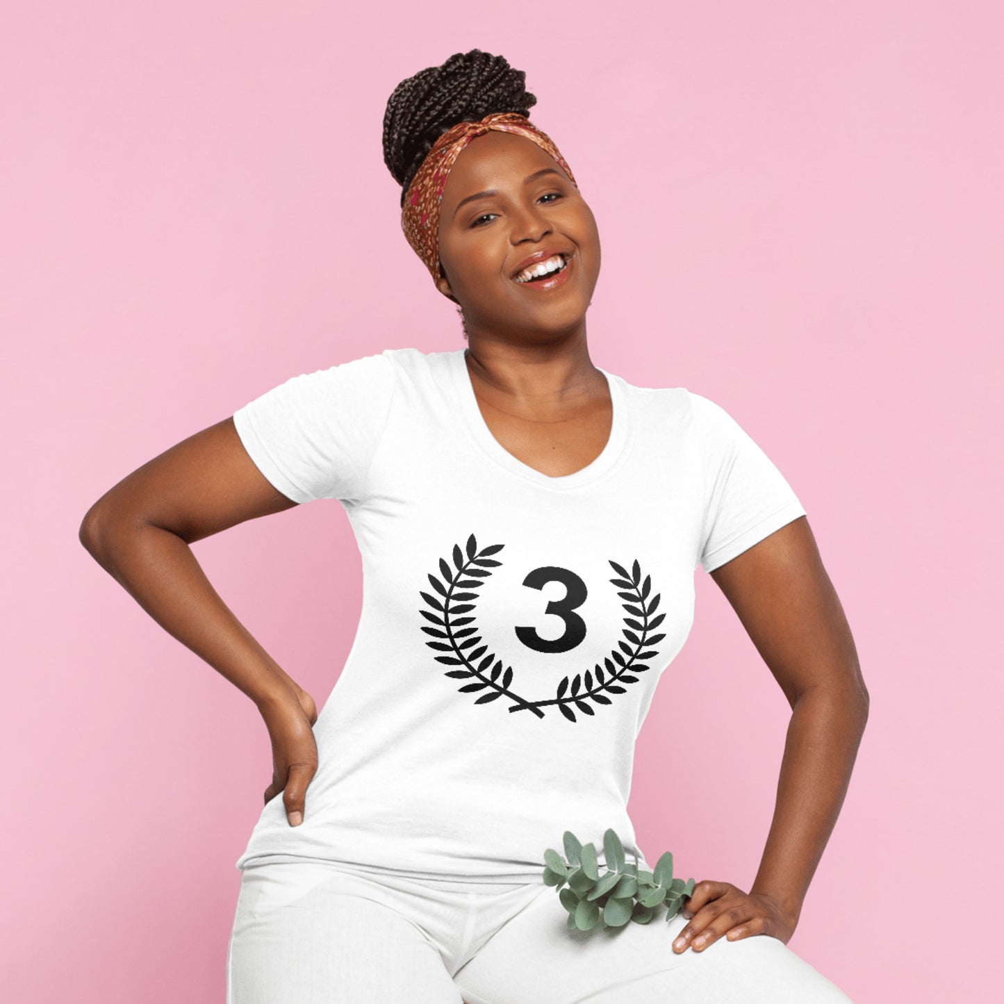 Creative vector design featuring 3 in a laurel wreath shape