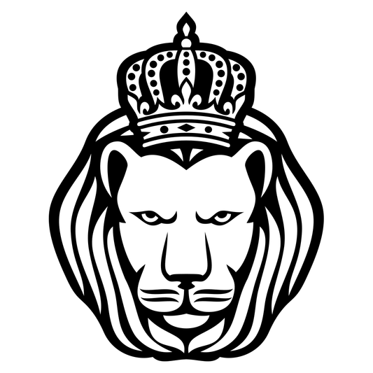 Majestic lion head with crown in elegant vector design